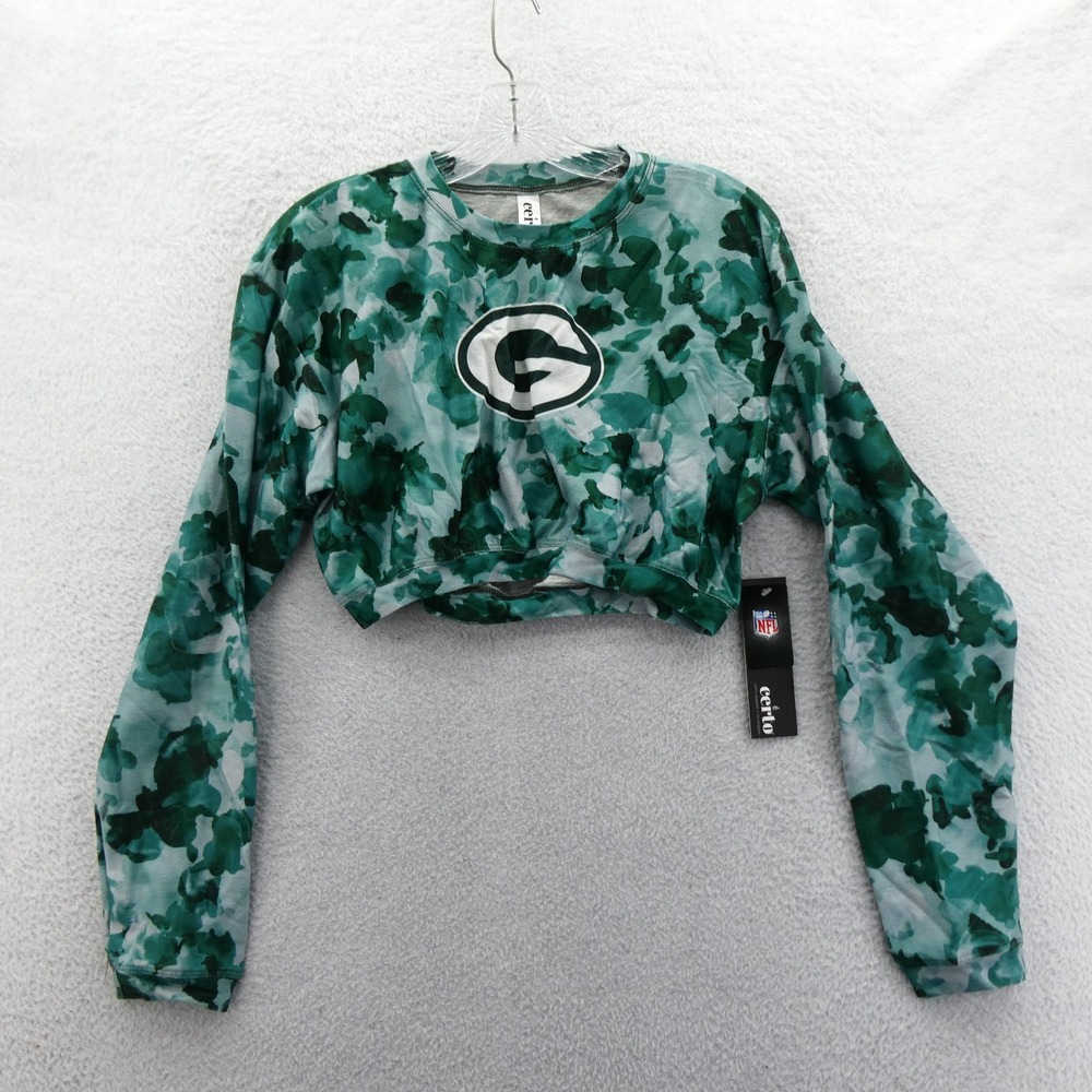Certo‎ Crop Top Womens Small Green Bay Packers Green Camo Long Sleeve NFL Shirt